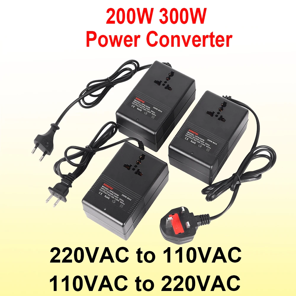 200W 300W Voltage Converter 220V To 110V Transformer Step Down Transformer Voltage Converter Travel Adapter EU/US/UK Plug Invert