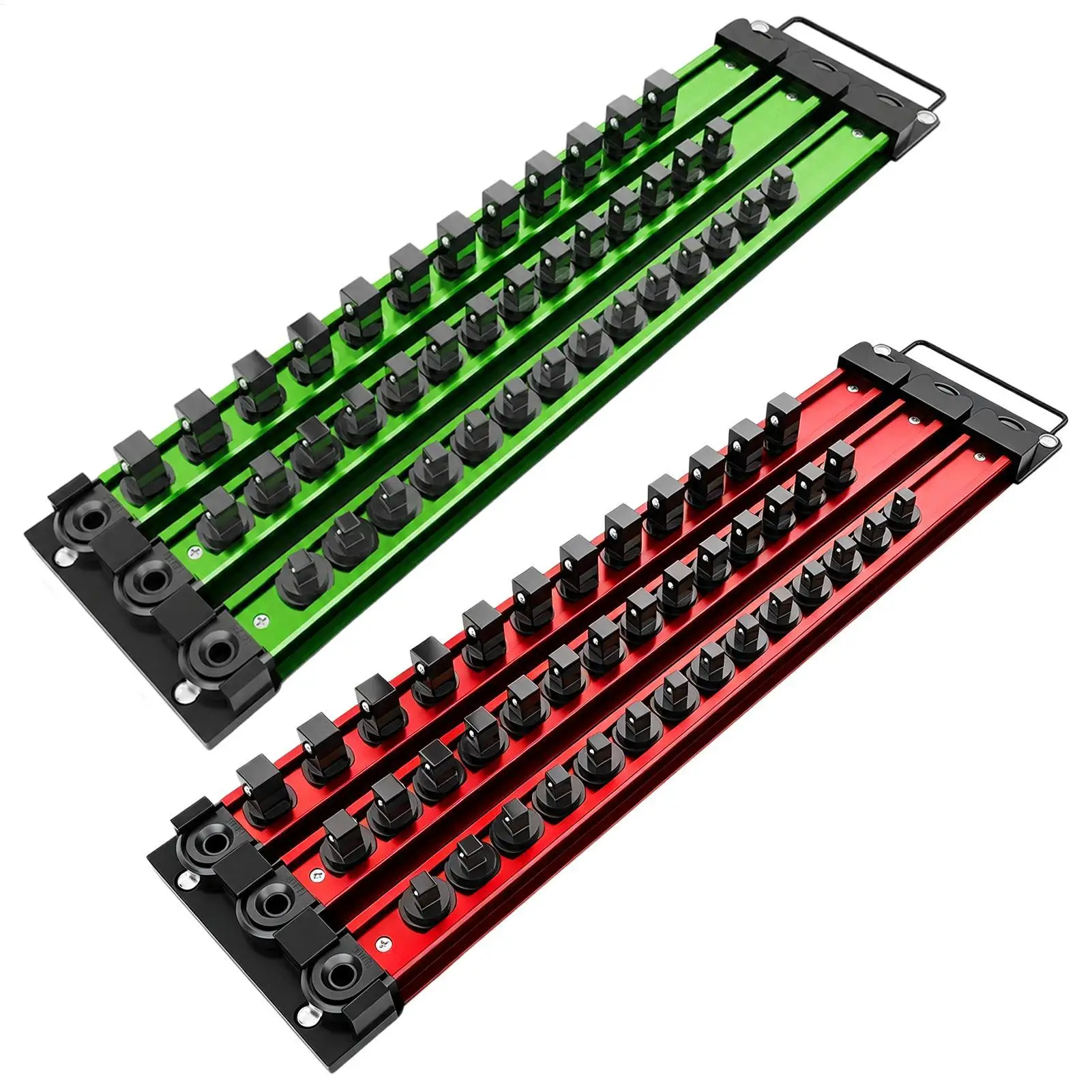 Socket Holder Rack 40-Clip Magnetic Tool Organization Rail Socket Organizer For Garage Basement Toolhouse Workshop Home