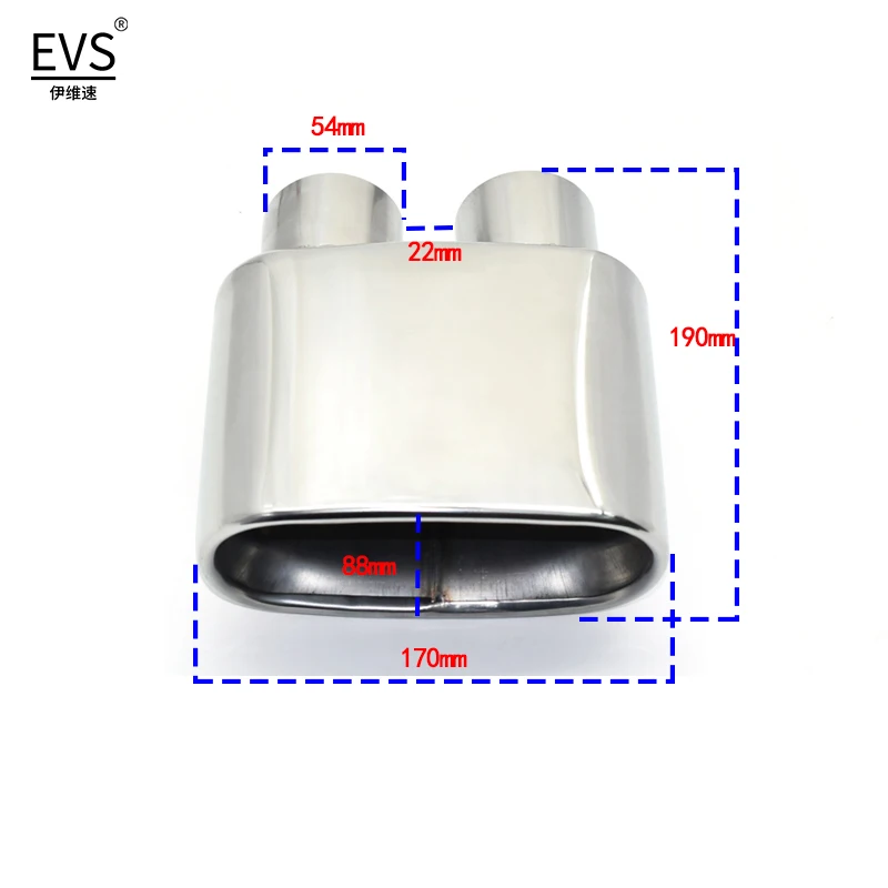 1 PCS Double Inner Car Exhaust Tips Universal Exhaust Pipe Stainless Steel Muffler Tips Exhaust System For BMW Old X5