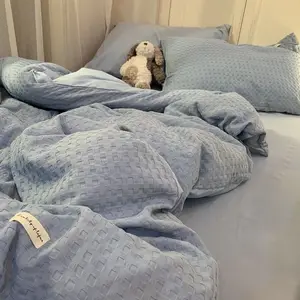 Bộ giường bánh quế bông có thể giặt, nắp quế xanh ô liu, tấm, sang trọng ánh sáng, cao cấp, 3 mảnh, 4 mảnh 8 Bán hàng chính giao hàng xanh Oliva - №2