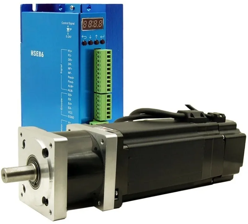 Planetary Geared Brake 12.5Nm NEMA34 Closed Loop Stepper Motor 86HSEPGB150 and Hybrid  Driver HSE86 2phase