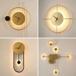 Moderna lampada da parete a LED orologio applique per camera da letto comodino soggiorno sala da pranzo corridoio portico corridoio decorazioni per la casa apparecchio di illuminazione lustro