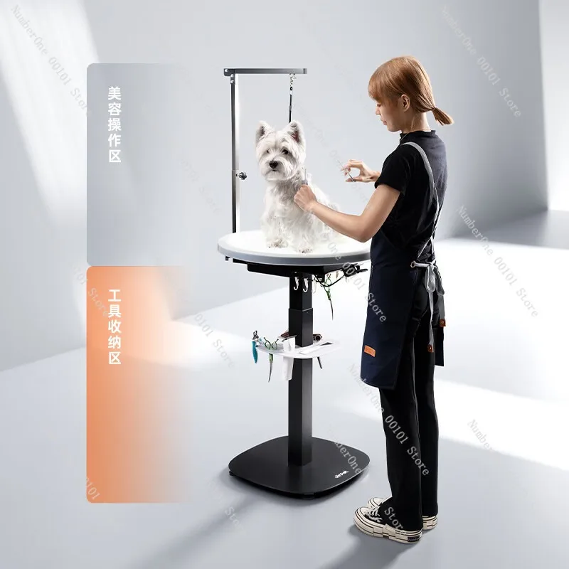 Lift Pet Grooming Table, Round 360° Rotating Hydraulic Beauty Station, for Cat Dog Salon Home Use