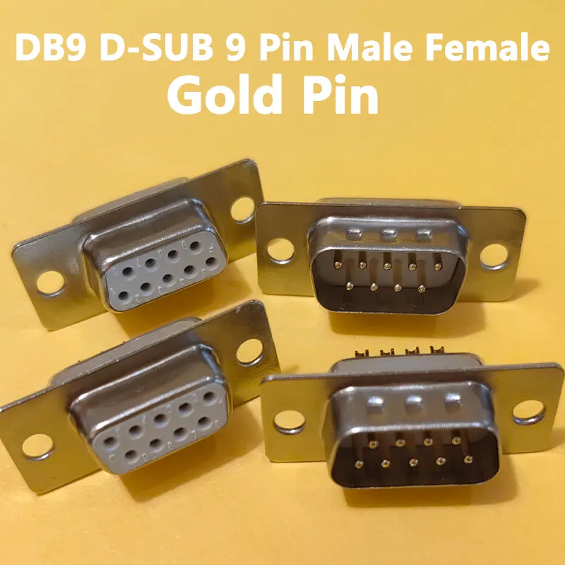 2/5/10pcs DB9 D-SUB 9 Pin Male Female Standard Solder Type 9P Connector DIP Mount Serial Port Adapter 2 Rows DB9 Gold Pin