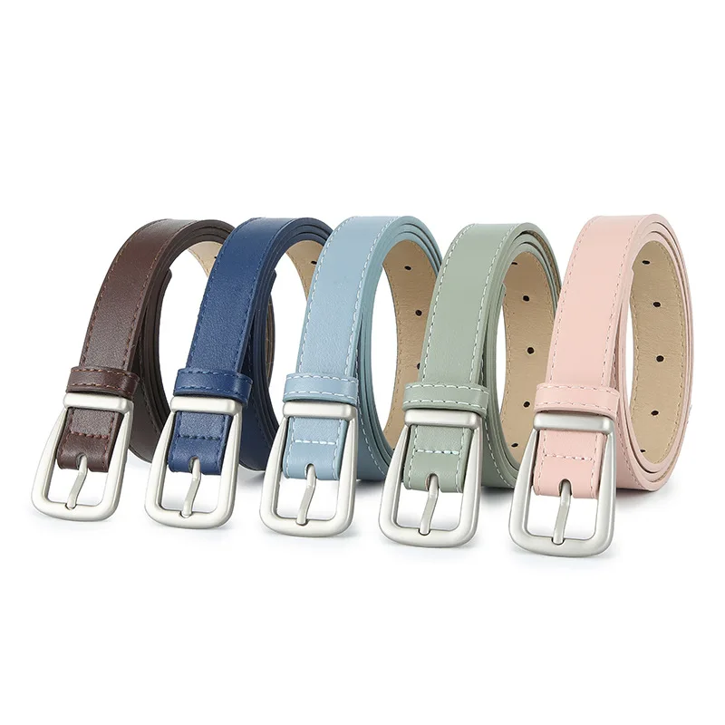 Schlichtes Design Damengürtel, modisch, lässig, vielseitig, für Kleid, Jeans, Accessoires, rosa Pu-Leder, Dornschließe, Bund 2,3 cm – Detail 4