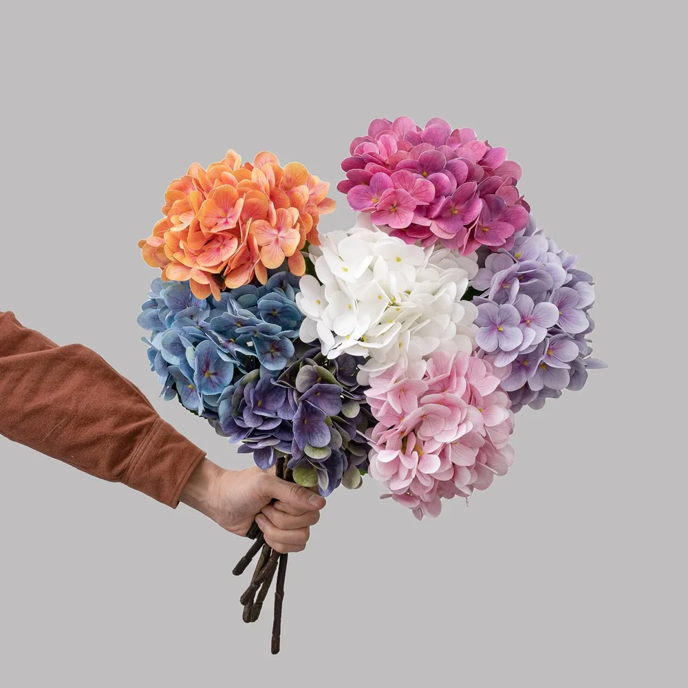 

5 шт., искусственные латексные цветы гортензии, свадебный букет, свадебный декор, цветочная композиция для стола, вечерние украшения дома, гортензия