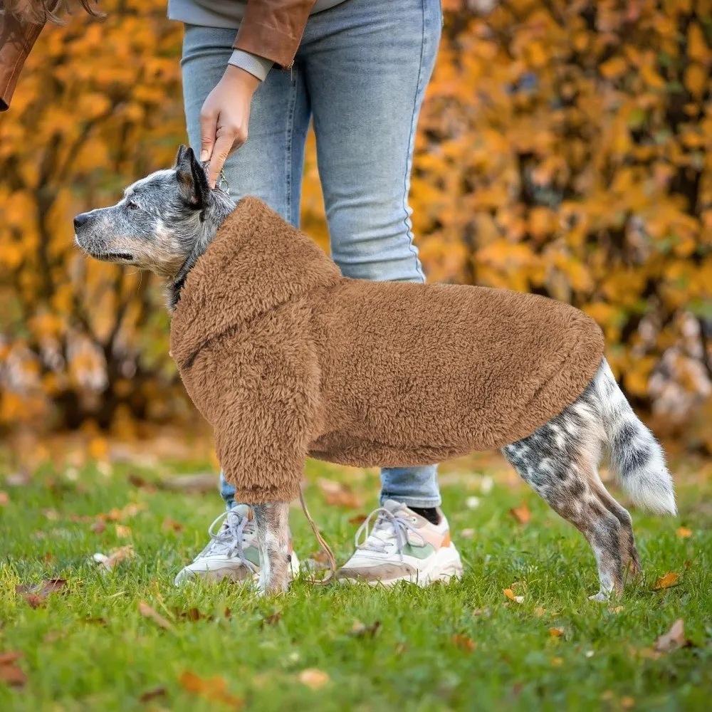 

Solid Color Warm Dog Fleece Hoodie Cozy Double-Sided Plush Dog Sweater Apparel Soft Pet Fleece Costume for Cats and Dogs