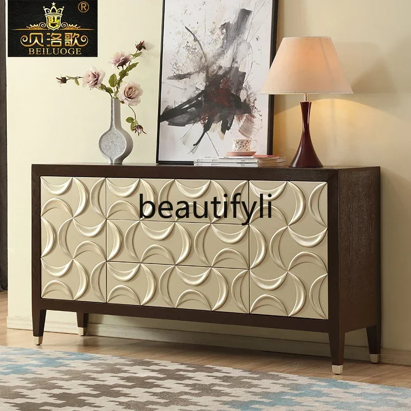 M178 American kitchen solid wood three-dimensional carving decoration neoclassical cupboard, European entrance cabinet customiza