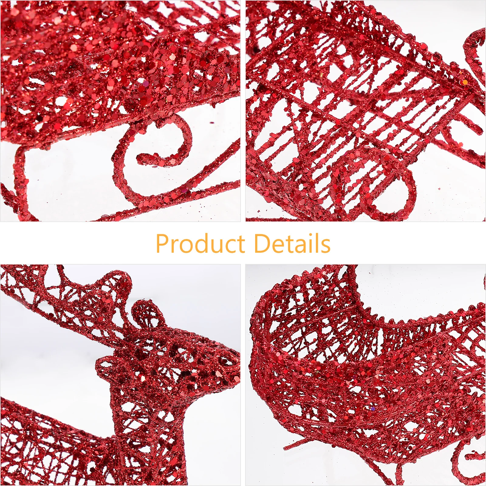 

Christmas Reindeer Sleigh naments Iron Statues Decor Holiday Adornments Desk Decor Tabletop Decorations Festive