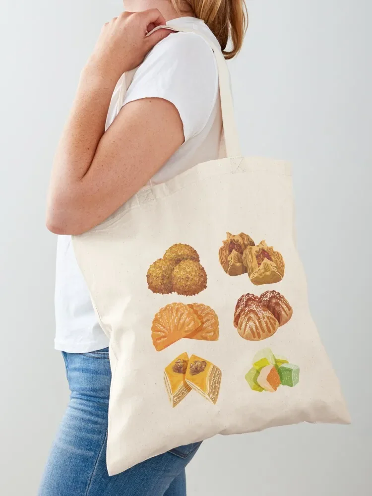 Types of Arabian Desserts Tote Bag Cloth bag shopping bag Women's reusable shopping bags