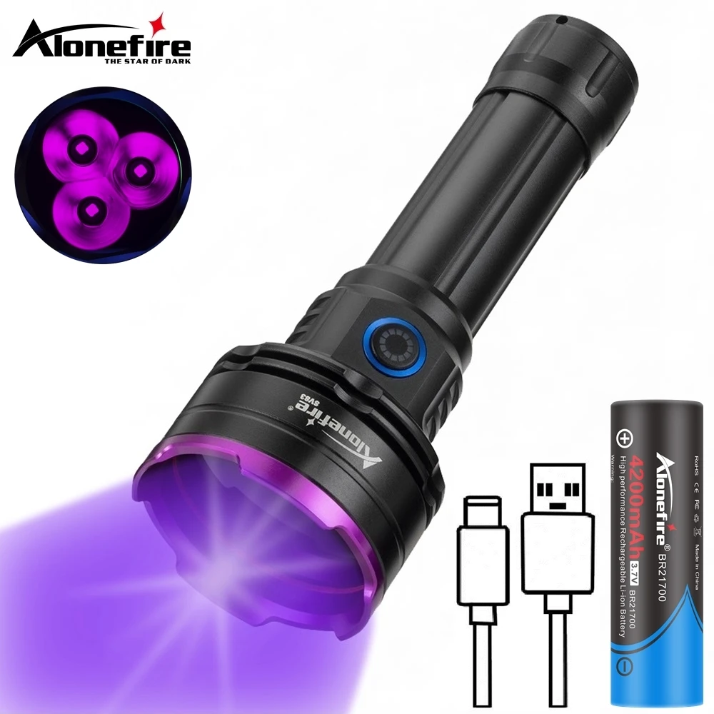 3 Led 30W 365nm/395nm latarka UV wysokiej mocy utwardzanie ultrafioletem skorpion rudy pieniędzy skorpion kot plamy z moczu zwierząt domowych lampa obrysowa