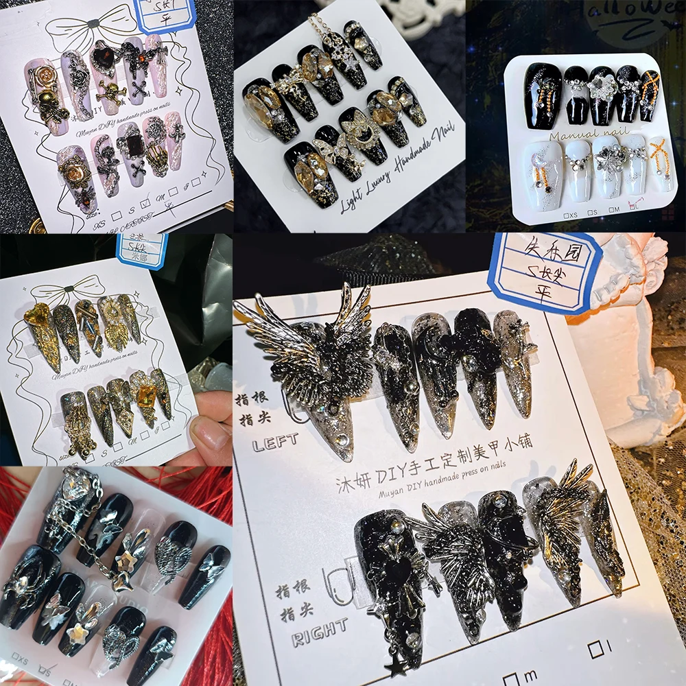 10Pcs High Quality Handmade Press on Nails Real Shot Hot Girl Heavy Industry Metal Lost Paradise Subculture Super Cool Hot Girl