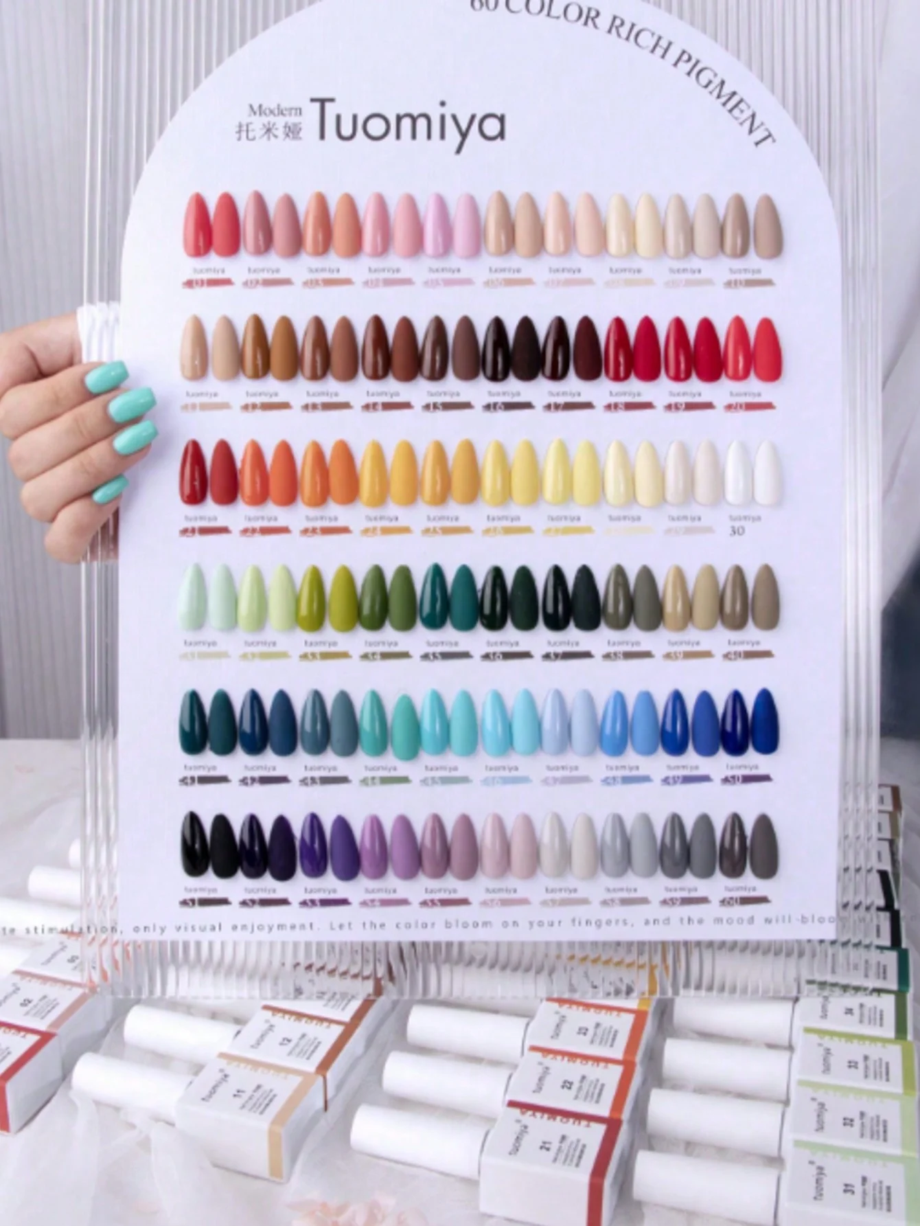 Set di smalti per unghie da 60 colori da 15 ml, smalto gel UV LED Soak Off con carta colorata, nail art per l'estate blu viola arancione verde Gl