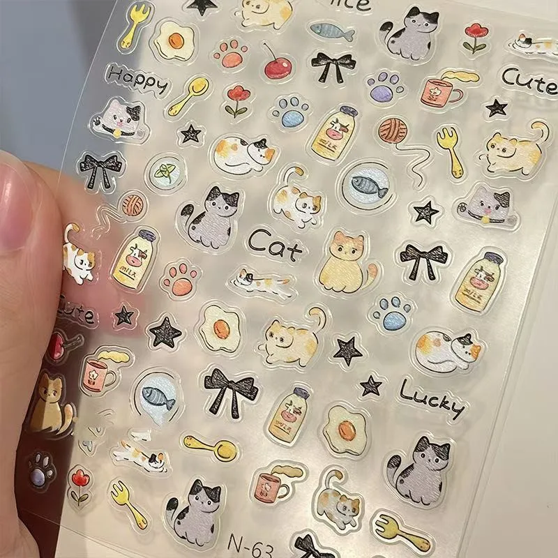 Kawaii 3D Relief Cartoon Stickers INS Love Heart Dog Cat Japanese Style Student Stationery DIY Journal Notebook Supplies