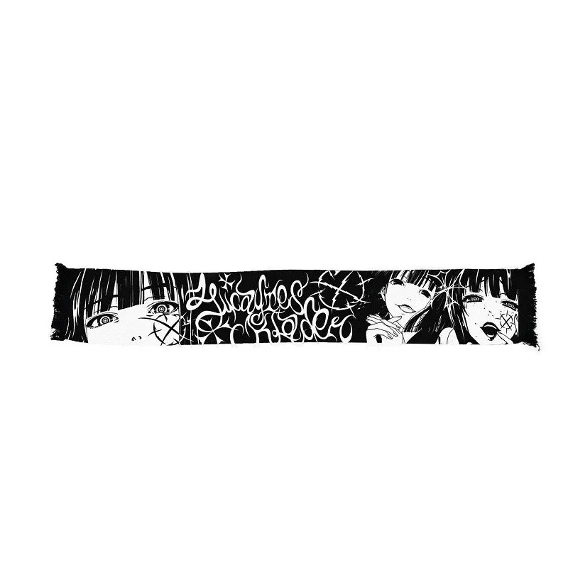 Anime graphic Women\'s Scarf Winter Tippet Scarves for Ladies Shawls Warm High street gothic Man Fashion vintage y2k unisex warm