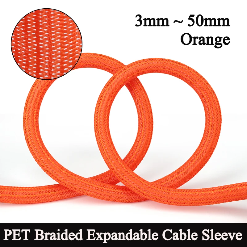 

1~50m Self-Closed Cable Sleeve Orange 5mm ~ 25mm PET Braided Insulated Auto Line Split Loom Sleeving Wrap Wire Organize31