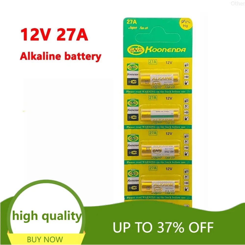 5PCS 12V 27A Dry Alkaline Battery for Doorbell,walkman,Car Alarm,Remote Control A27 27A G27A MN27 MS27 GP27 V27GA ALK27A A27BP