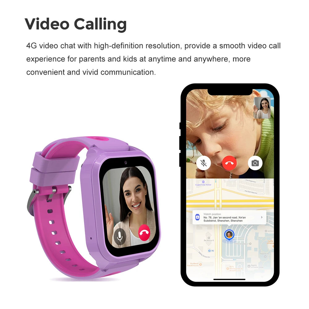 Kids Smart Watch 4G HD Touch Screen GPS/LBS/WIFI Location Video Call Game SOS IP67 Waterproof Children Smartwatch Girls Boys