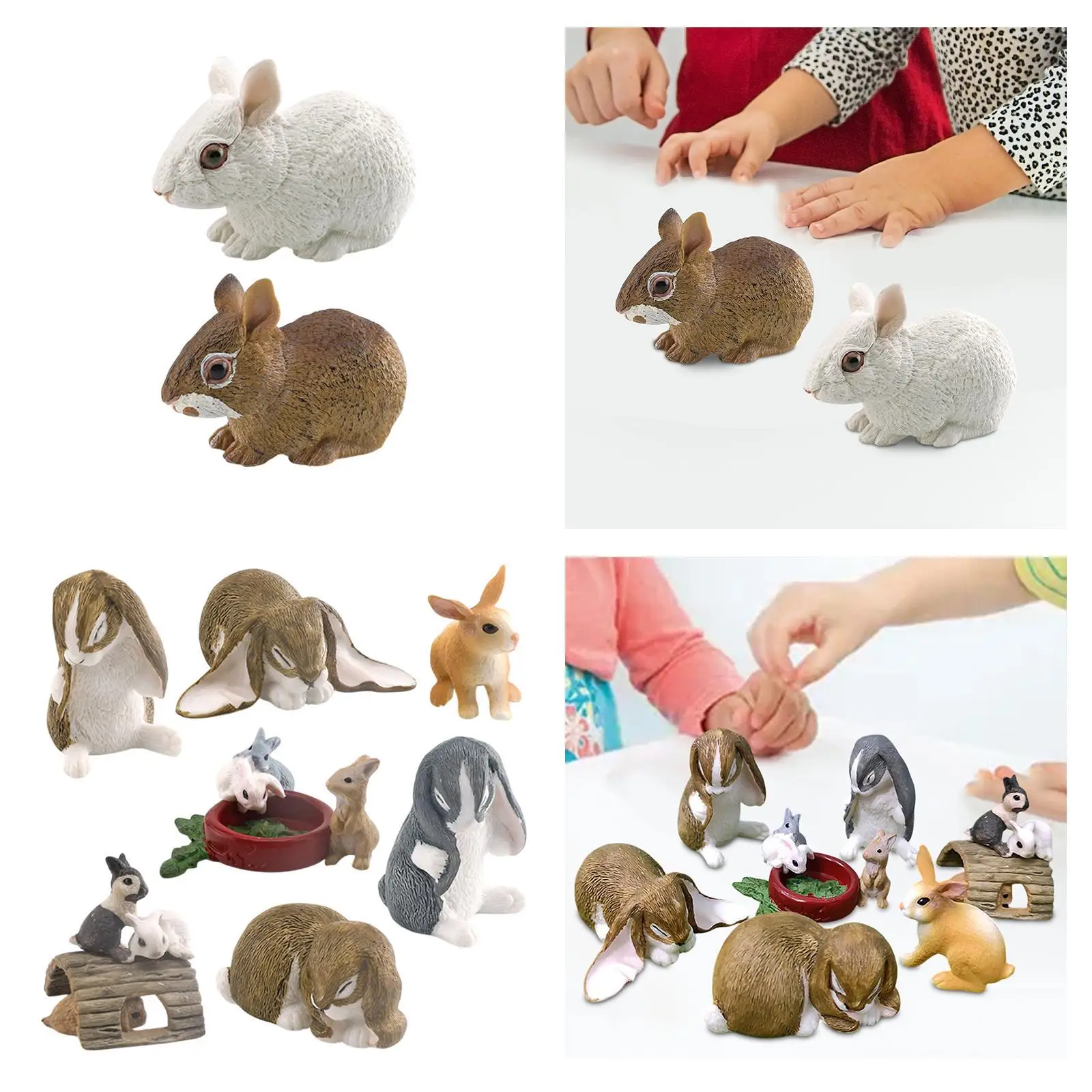 Simulated Animal Model Set Mini Animal Model Desktop Ornaments Decor Rustic Action Figure Bunny Figurine for Boys Girls Gifts