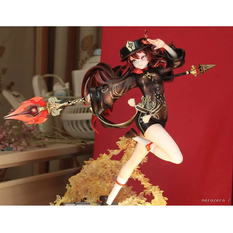 28CM Hu Tao Genshin Impact Anime Figure Battle Form Paimon Klee Hibana Model Toys for Children PVC Collection Doll Gift Ornament