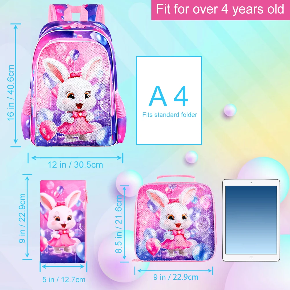 3PCS Backpacks for Girls, 16\