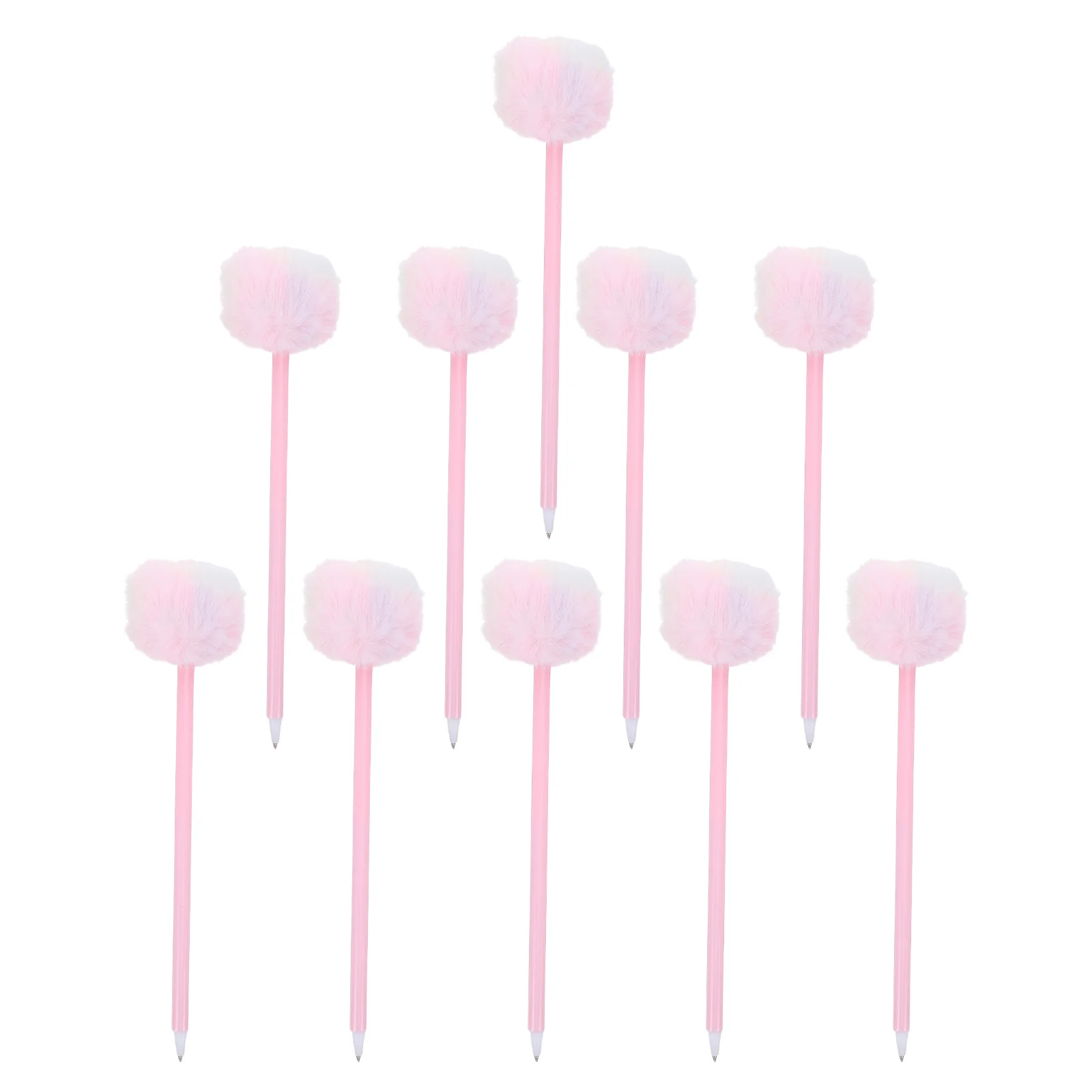 

10Pcs Bright Color Ballpoint Pen Pompom Topper Round Shape Gel Ink for Kids Girls Stationery Homework Writing Drawing Pen