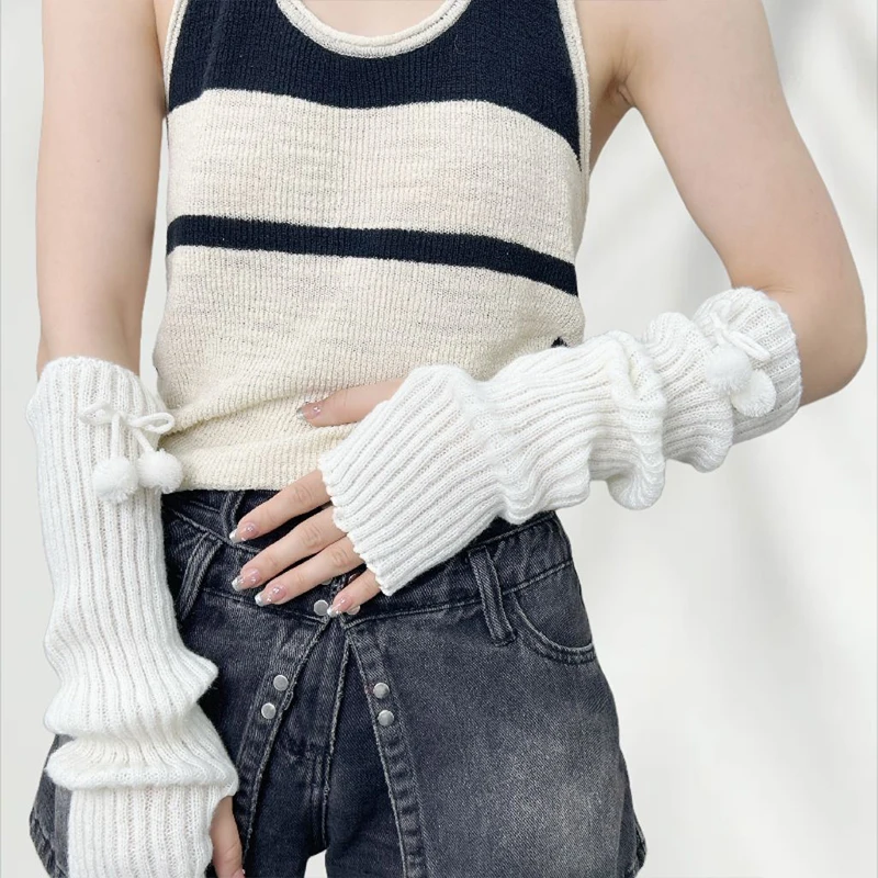 

Hot Sale Arm Sleeves Sweet Cool Hot Girl Knitted Fingerless Gloves Sleeves Cos Hand Sleeves
