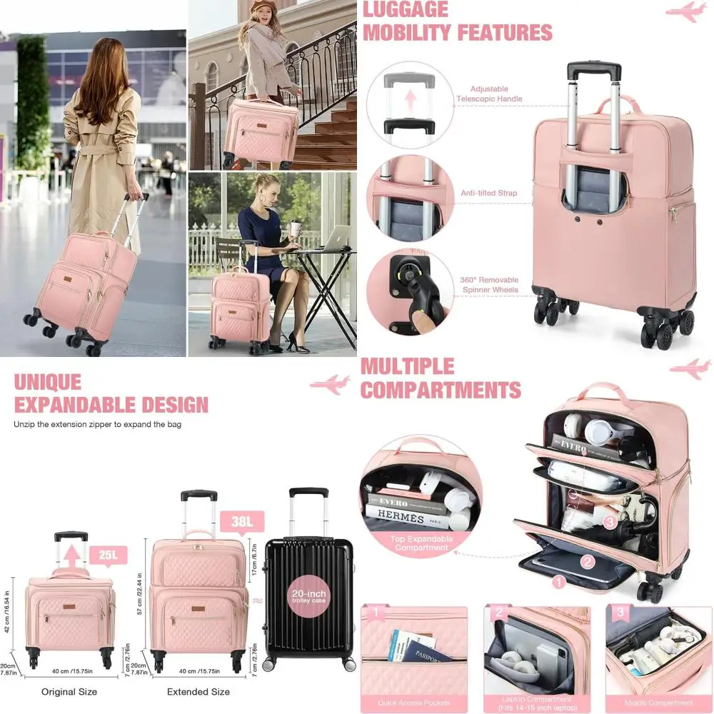 

20 розовых расширяемых чемоданов-спиннеров — легкий чемодан для путешествий