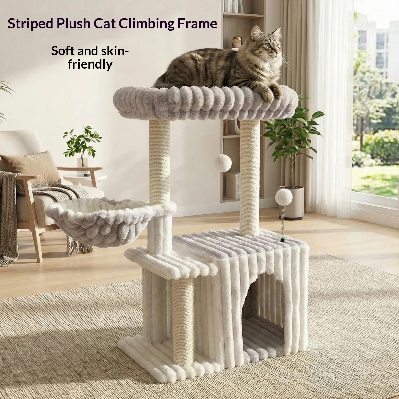 

Integrated Cat Tree Tower with Jump Platform & Sisal Post, Multi-Level Cat Bed & Scratcher, Climbing Furniture for Indoor Cats