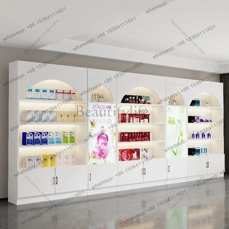 LJY Nordic Creative Cosmetics Display Cabinet and Rack Modern Beauty Salon Display Cabinet Nail Salon Shelf Office Furniture