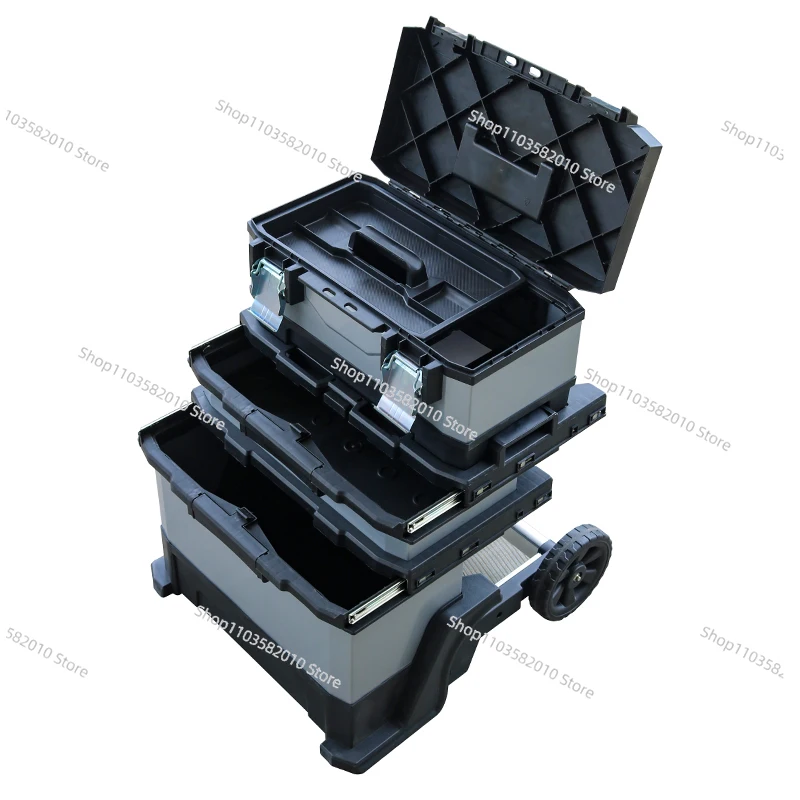 Multi-layer Toolbox with Wheels Multifunctional Maintenance Auto Repair Tool Storage Box