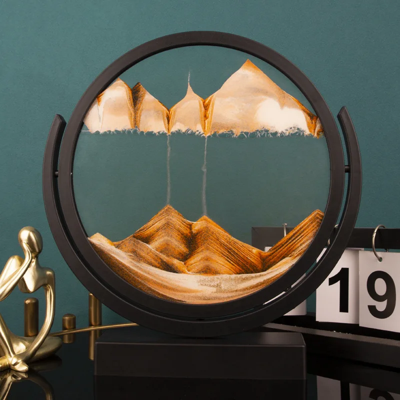 Creative Timer, Hourglass Ornament - Dynamic Moving Sand Desktop Decor, Glass Art Dome,No Electricity Needed,