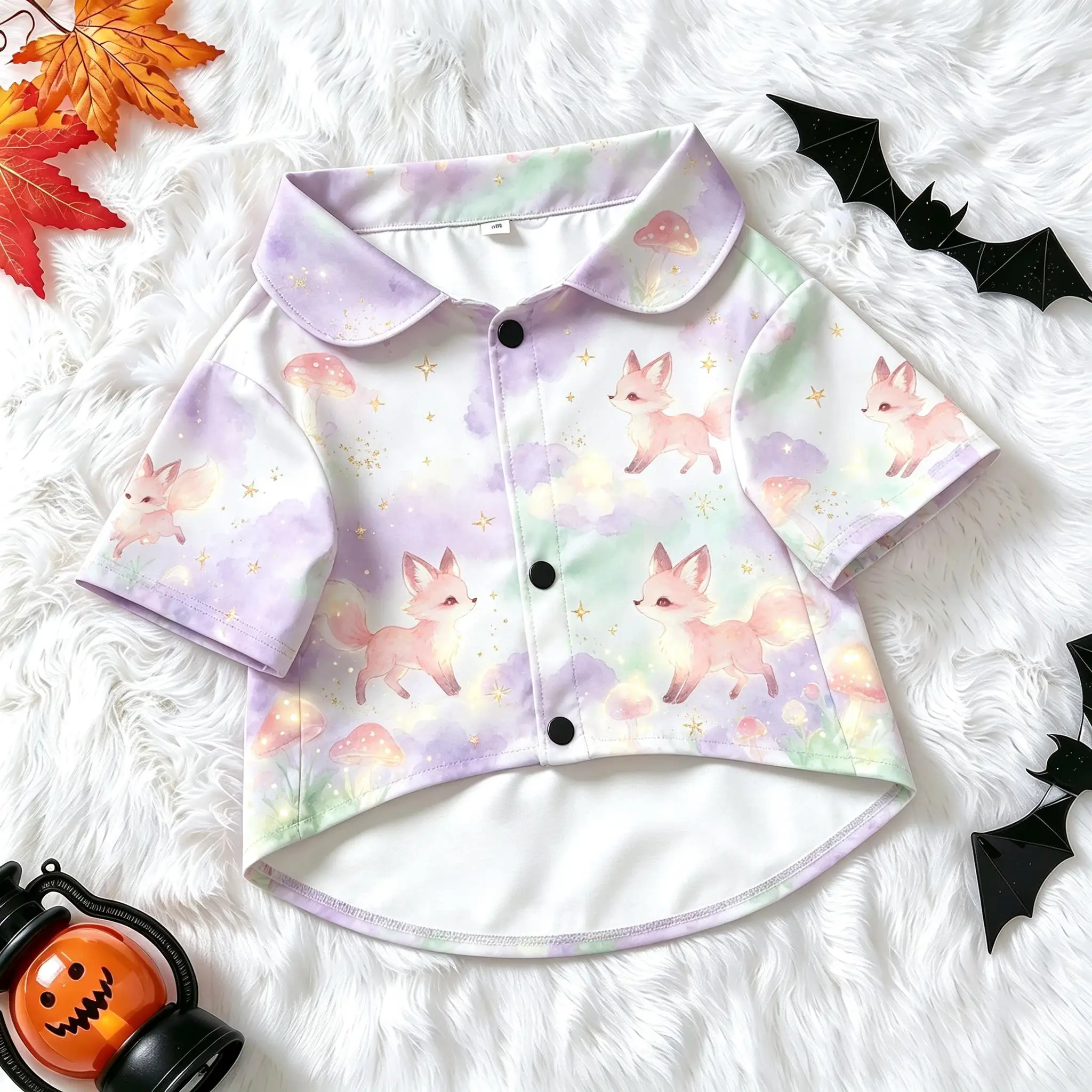 Pet Dog Shirt Polka Dot Elephant Cupcake Print Stylish Button Up for Small Medium Dogs Sweet Kids Theme Daily Wear