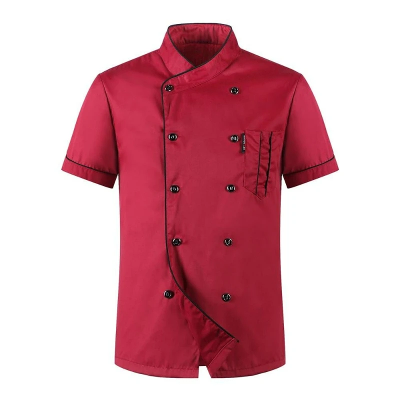 Veste de Chef pour hommes et femmes, chemise à manches courtes, manteau de cuisine, uniformes de serveur de Restaurant