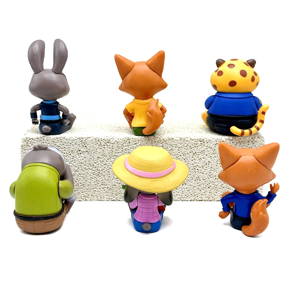 6 fou Zootopia2 scène officier de Police fait à la main Judy & Fox Nick boîte aveugle à la mode jouer poupée voiture décoration de gâteau d'anniversaire pour enfants