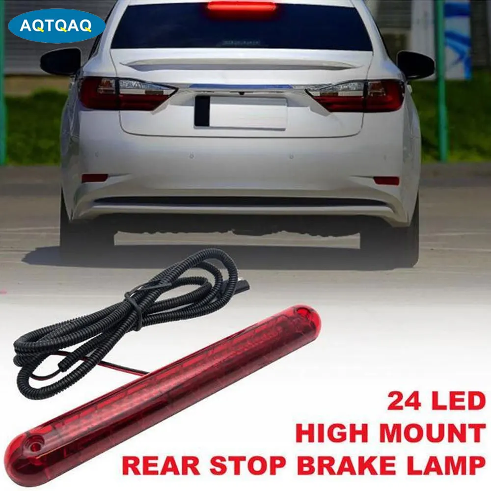 

AQTQAQ 1PCS 24 LED 12V Universal Car High Mount Third 3RD Brake Stop Tail Light Lamp Red for Any Car SUV Truck