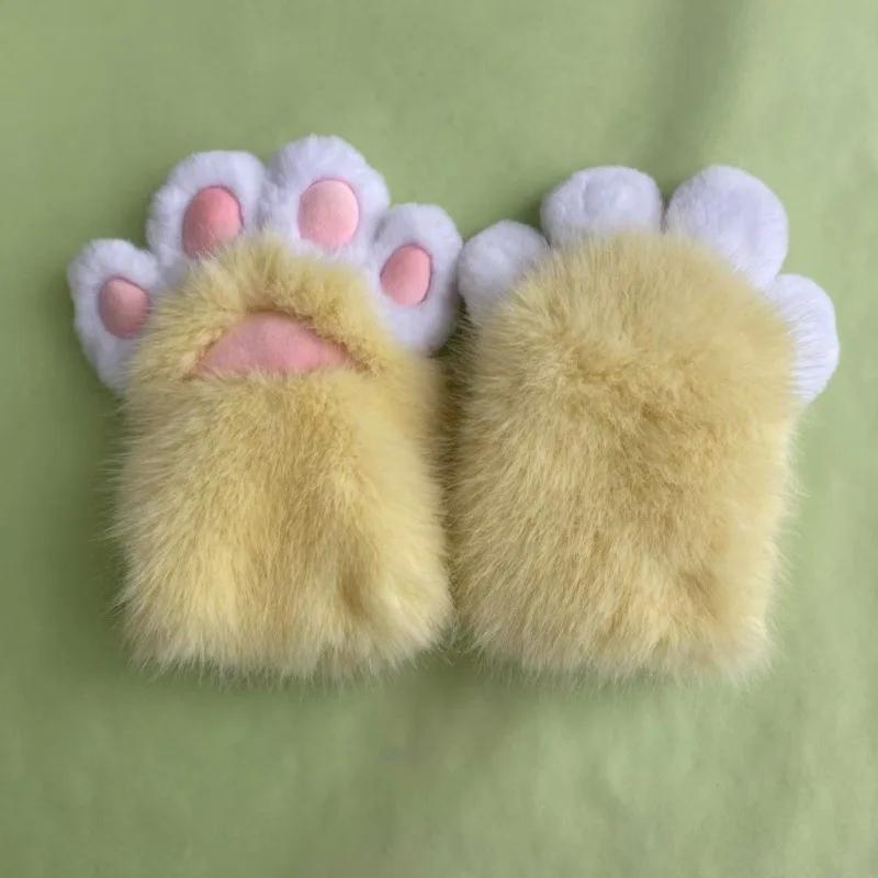 Furry Paw Gloves Cosplay Claws Cute Animal Hand Puppets Plush Costume Props for Furry Suit