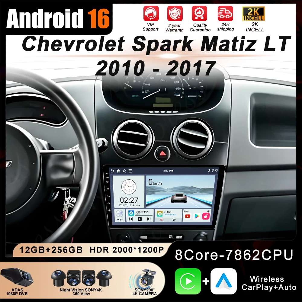 

Car Radio CarPlay For Chevrolet Spark Matiz LT 2010 - 2017 Android 16 Multimedia Video Player GPS CarPlay Auto 4G WIFI Head Unit