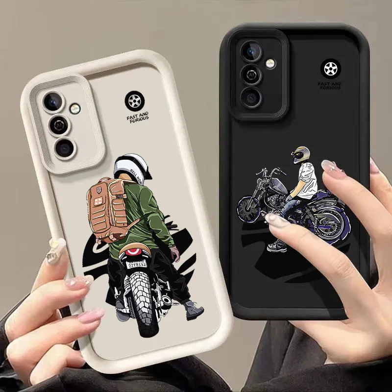 Cool Motorcycle Cross Man Phone Case For Samsung Galaxy A03 A04 A05 A10 A20 A21 S A04E A06 A11 A30 A50 M12 M22 M54 5G