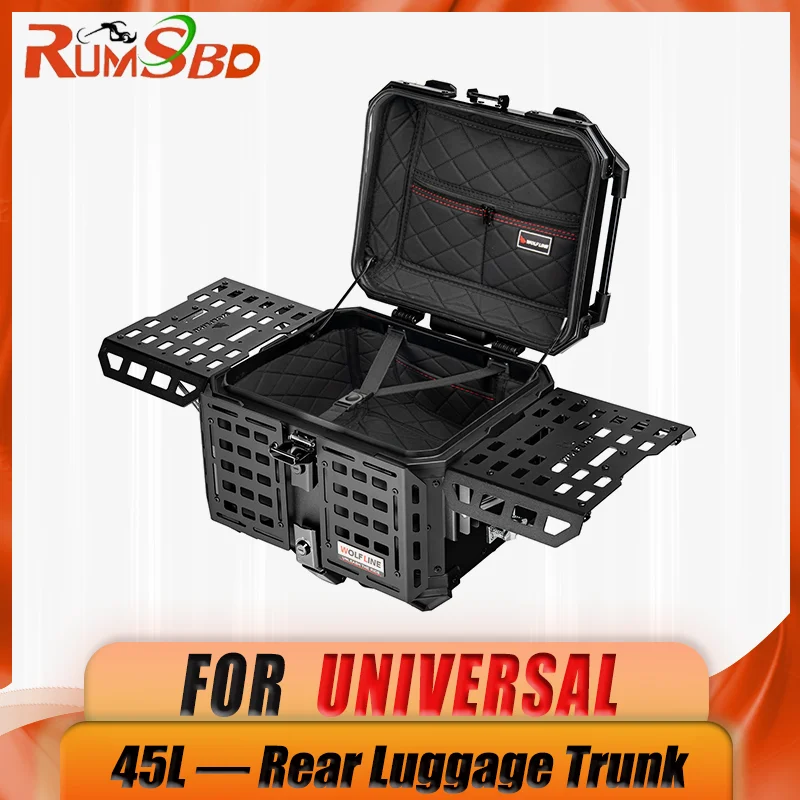 Universal Fit Top Case Box Aluminum Alloy Tail Box Large Capacity 45L Rear Luggage Trunk for Motorbike Accessories