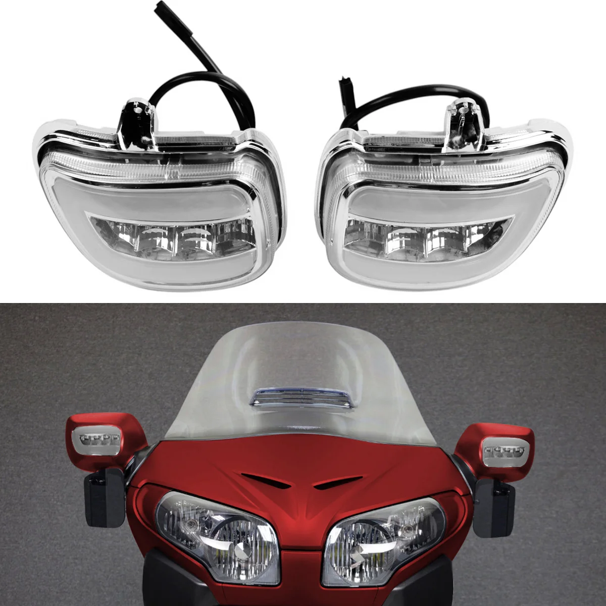 Luzes de seta led transparentes para honda goldwing gl1800 2001-17 f6b 2013-2017 espelhos laterais traseiros lâmpada de corrida de moto