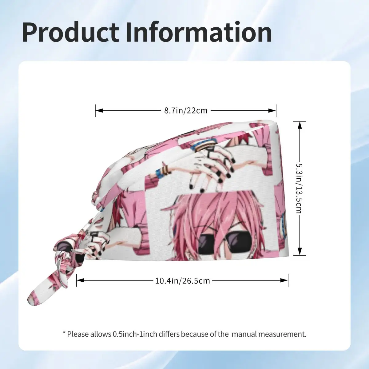 Chapeau d'infirmière Yarichin B Club, casquette de travail manga boy Y2K, casquette médicale mignonne réglable pour hommes et femmes, casquette de travail à nouer au dos