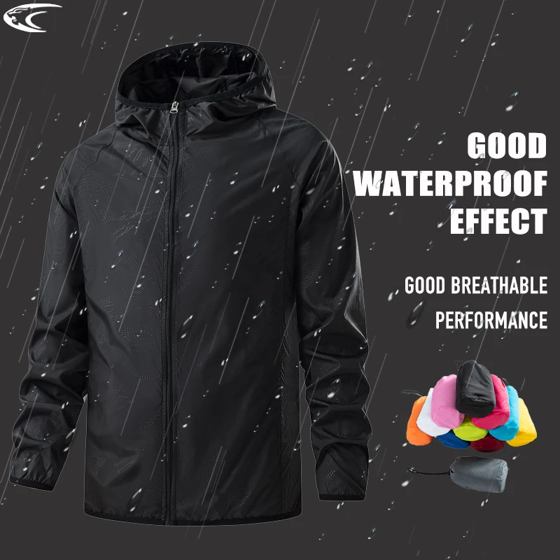 LNGXO Männer Frauen Wandern Jacken Wasserdicht Sonnenschutz Windjacke Camping Klettern Outdoor Regen Mantel Unisex Tragbare Kleidung