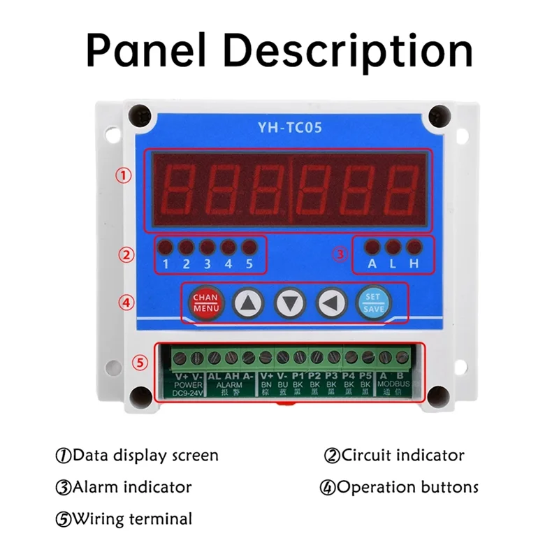 

AT19-DC12~ 24V 5-Channel Hall Sensor Non-Contact Tachometer Motor Speed Stop Meter Communication With MODSBU Over RS485 Interfac