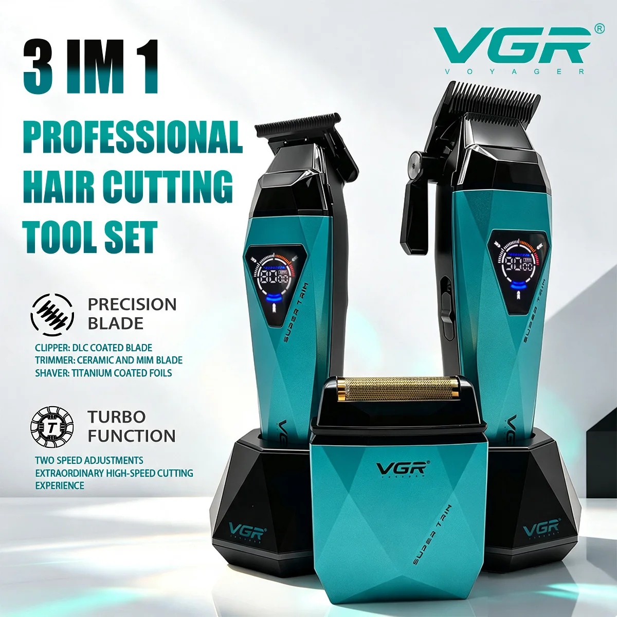 VGR Trimmer Electric Shaver Adjustable Hair Cutting Machine Cordless Clipper Barber Mini Beard Trimmer Trimmer for Men V-877 S3