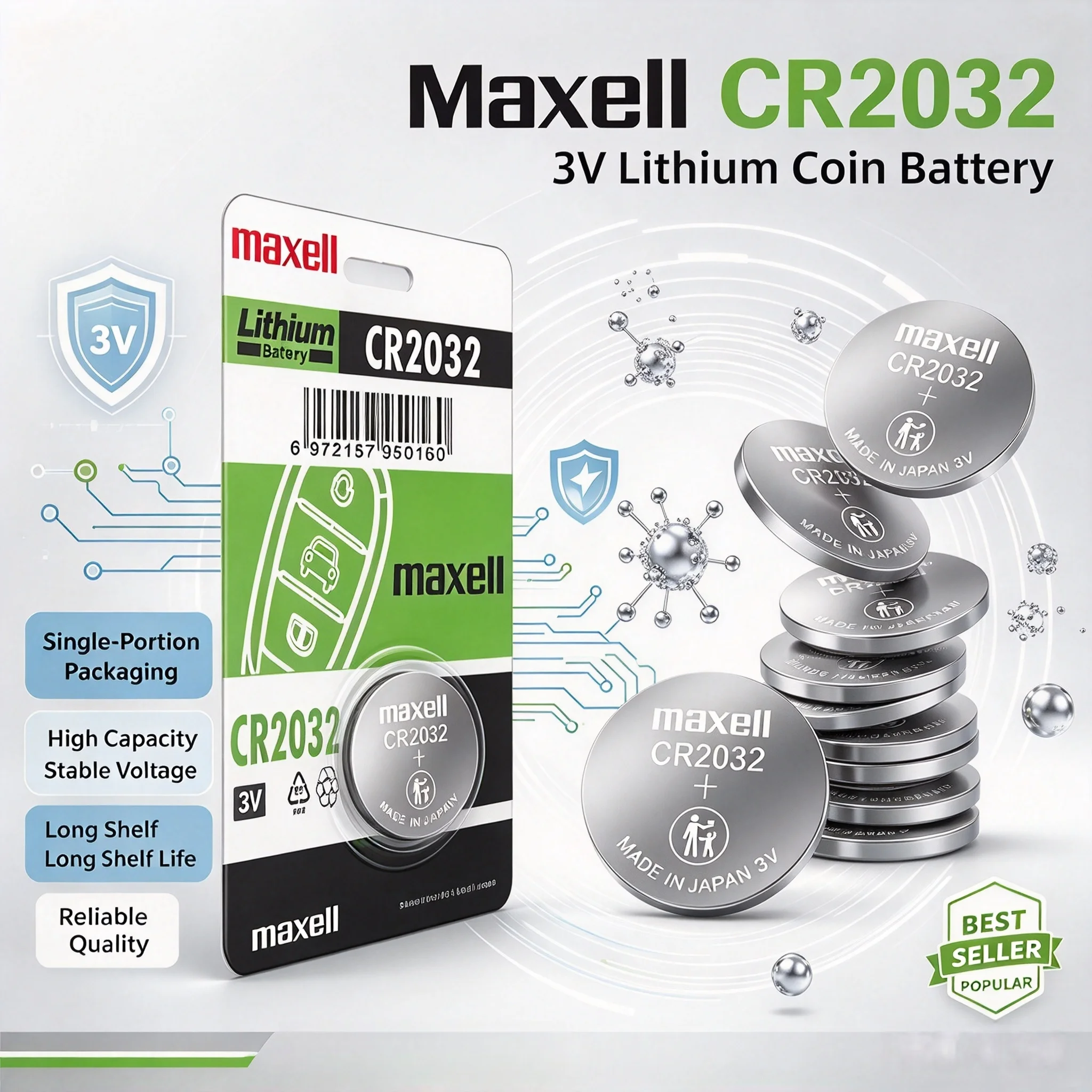 5-50PCS Maxell CR2032 3V Lithium Coin Battery CR 2032 LIR2032 ML2032 Computer Motherboard Remote Key Watche Electronic