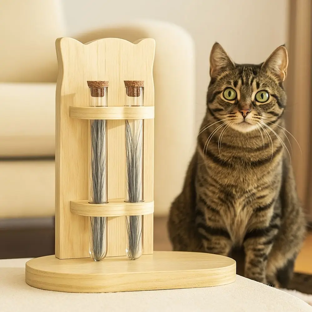 

Commemorative Wooden Cat Hair Storage Box Handmade Durable Pet Memorial Ornament Dustproof Cat Hair Jar For Pets Cats Dogs