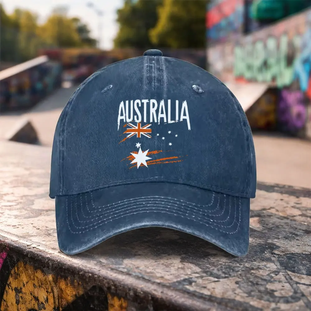 1pc Australian Flag Duckbill Cap - Unisex Washed Baseball Hat Suitable for Outdoor Sports, Casual Wear & Australian-Themed Event