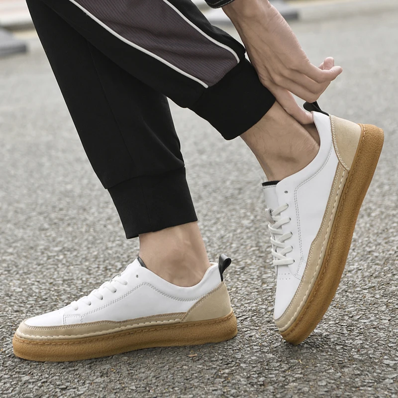 Mens Sneakers Genuine Leather Casual Skate Shoe Outdoor Driving Luxury Brand Male Vulcanize Shoes New Fashion Men Tenis Footwear