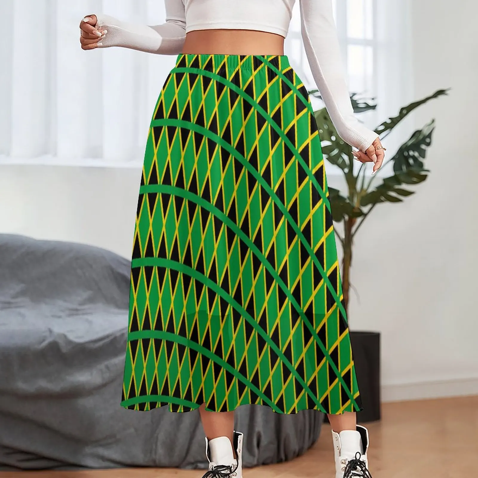 Jamaica Flag Travel Skirt Sports Fan Elegant Boho Skirts Elastic Waist Design Street Fashion A-line Skirt Big Size 3XL 4XL